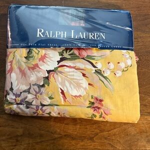 Ralph Lauren Brooke Yellow Floral Twin Flat Sheet